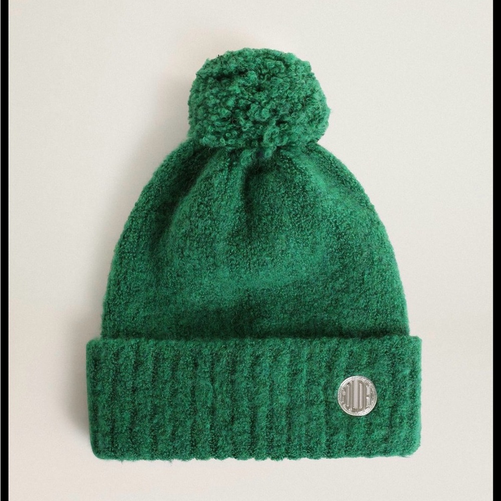 Golden Goose Journey Beanie Didi green alpaca wool blend pom-pom & logo patch